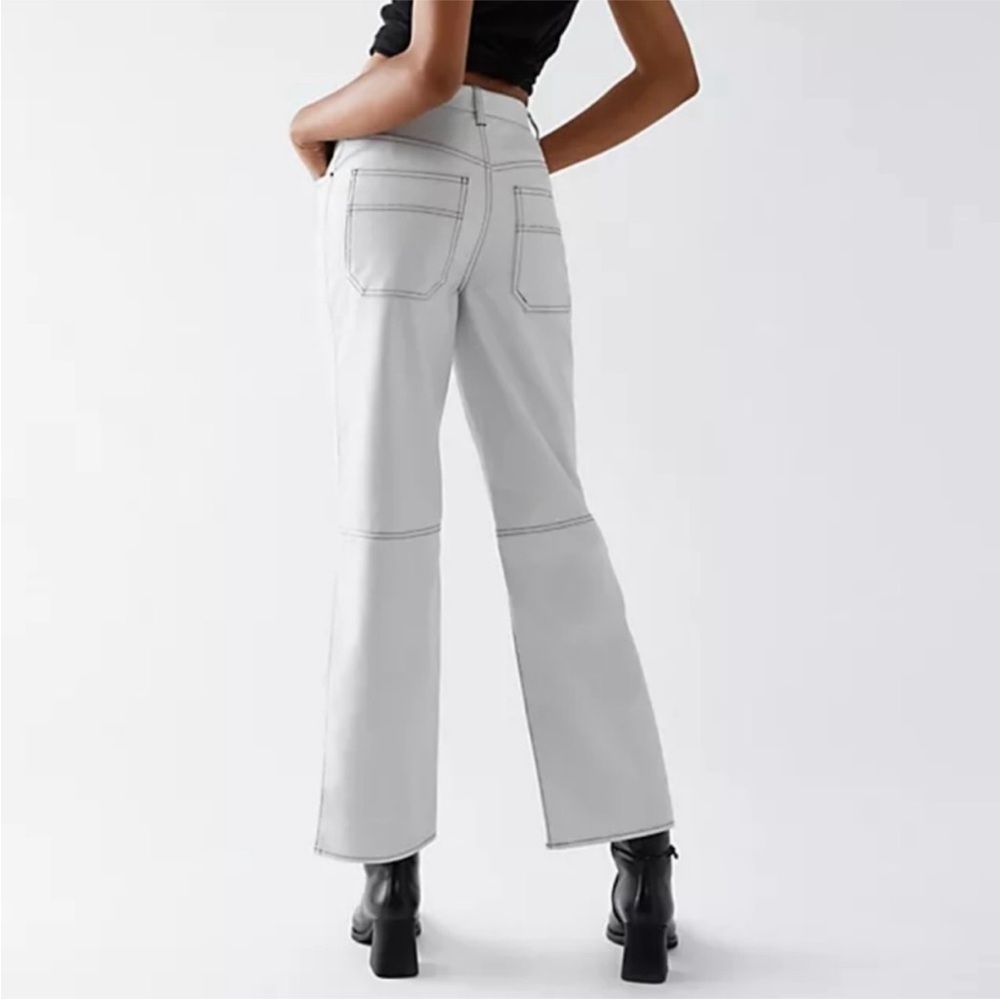 Free People The It Factor Vegan Leather Wide Leg Pants Off White Size 10 NWT - Picture 3 of 9